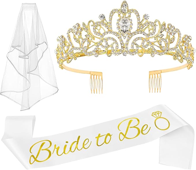 JETKONG 3 Pcs Bachelorette Party Decorations Bridal Shower Crown, Bride to Be by JETKONG
