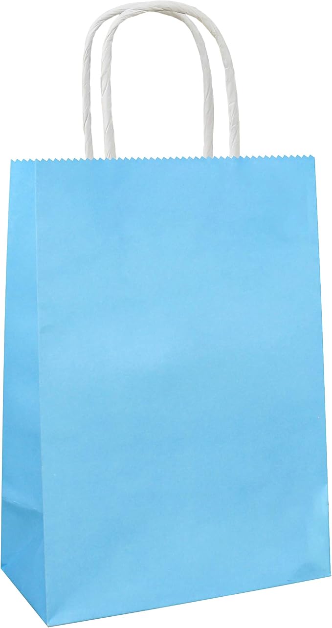 25 PCS Small Gift Bags Blue Kraft Paper Bags by ADIDOEVA