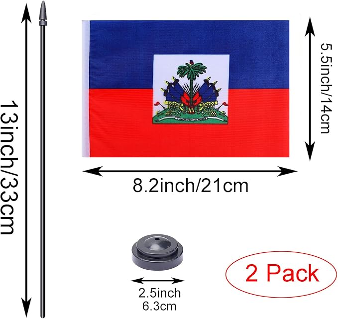 WXTWK 2 Pack Haiti Flag Haiti Deluxe Desk Flag Set - Image 2