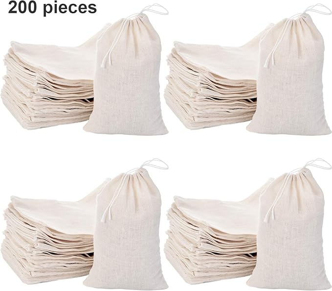 Tatuo 200 Pack Muslin Bags Burlap Drawstring sachet Bags Multipurpose Canvas - Image 5