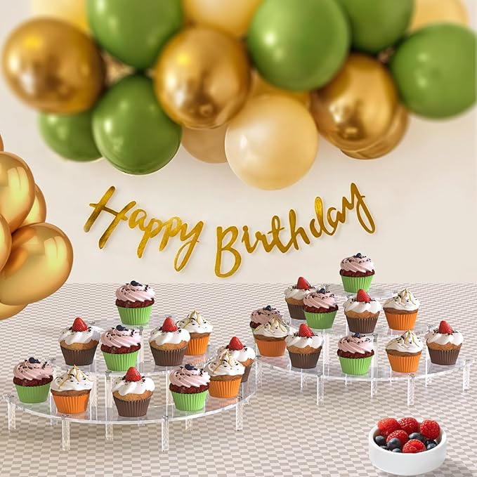 3 Tier Acrylic Display Risers 2 Pack, Half Moon Cupcake Stand, Dessert Stand - Image 4