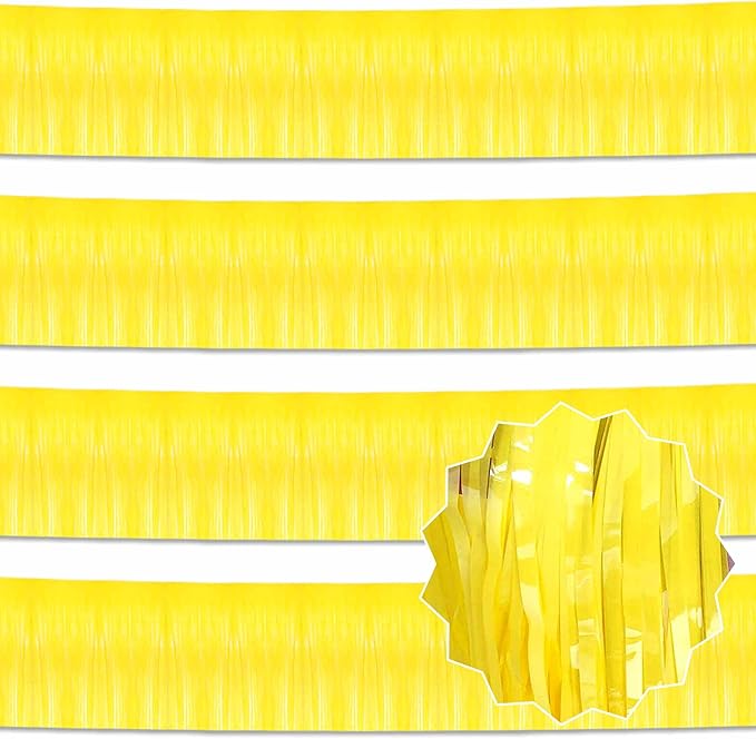 4 Pack 10 Ft Macaron Yellow Foil Fringe Garland Metallic Streamers Tinsel by LANTIANCHEN