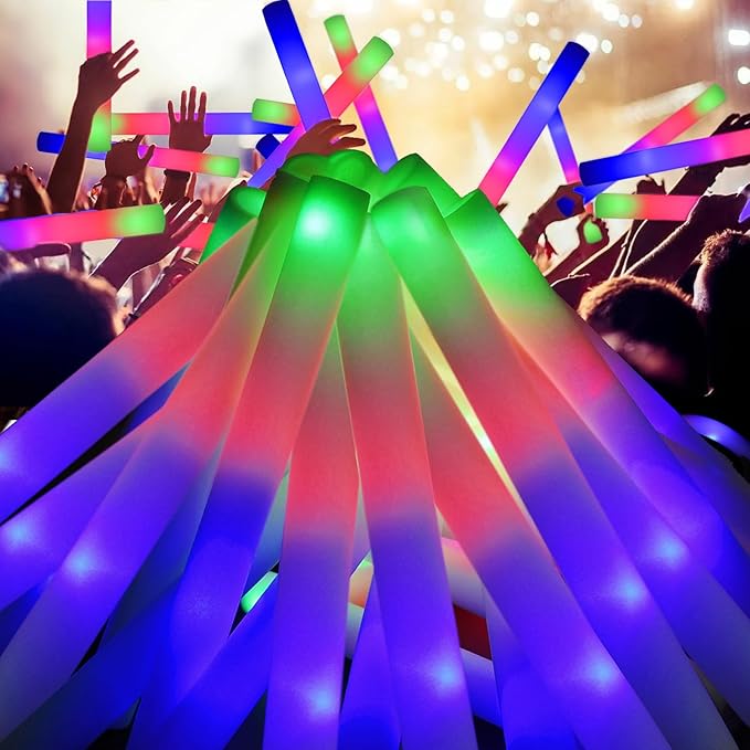 EXCECAR 45PCS Foam Glow Sticks, LED Light Up Foam Sticks by EXCECARUS