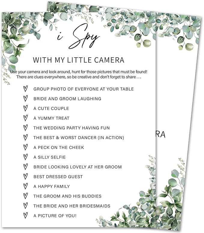 Eucalyptus Bridal Shower Game Cards by HOME