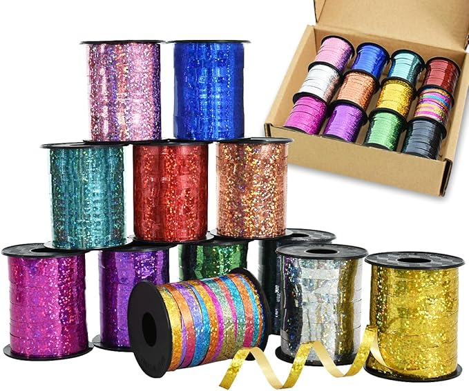 BEISHIDA 12 Assorted Colors Curling Ribbons Set, Rainbow Balloons Strings by Beishida