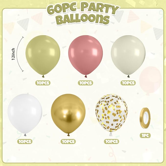 Pink And Green Balloons, Sand Cream White Balloon - Image 2