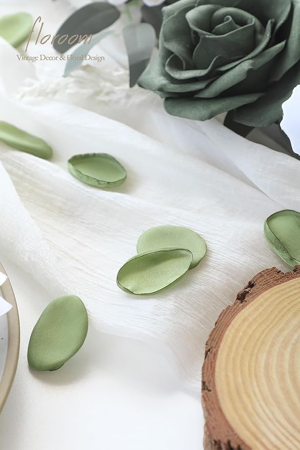 Floroom 300pcs Rose Petals Sage Green Faux Silk Flower Petals - Image 2