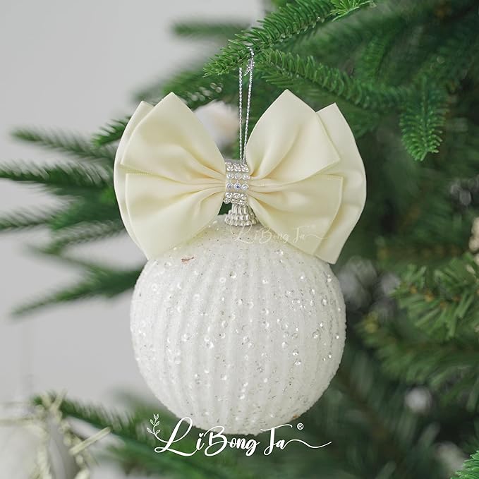 Ivory Satin Bows 4'' Premade Ivory Ribbon Bows, Gift Bows - Image 7