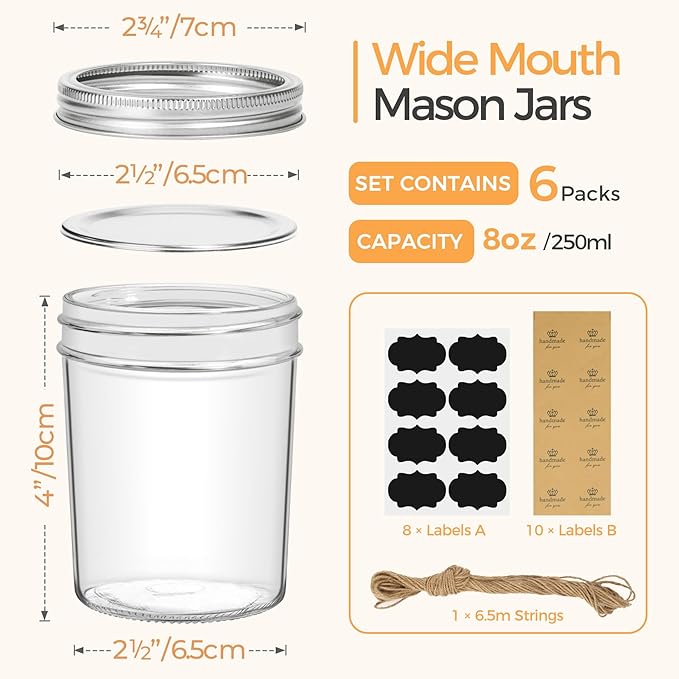 ComSaf Small Mason Jars 8 oz - Image 2
