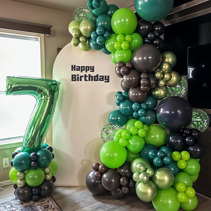 Brown and Green Balloons, 12 Inch Coffee Brown Emerald Dark Metallic Green - Image 5