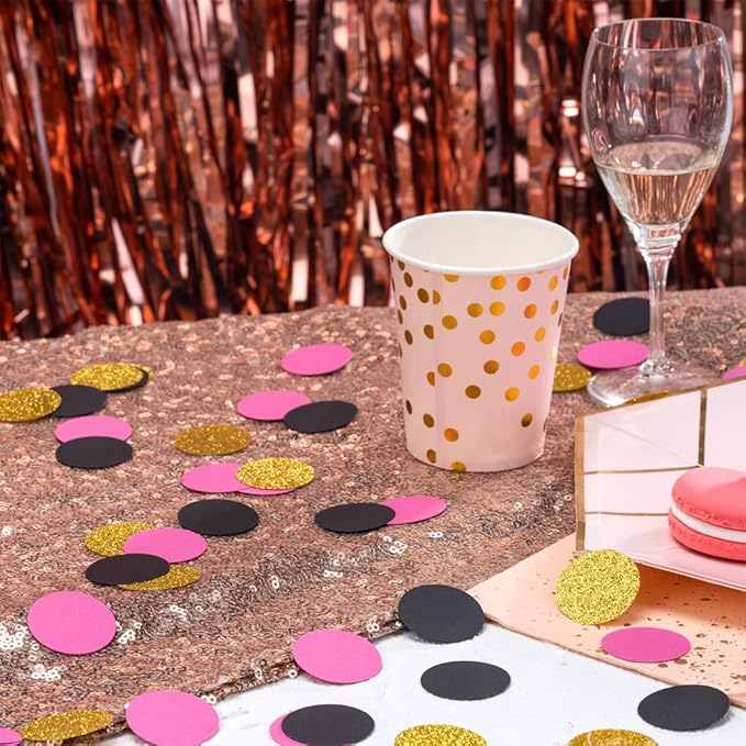 Gold Black and Hot Pink Confetti Table Decoration - Image 3