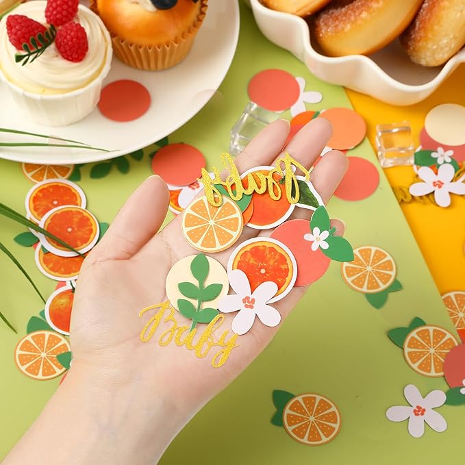 MARFOREVER 500 Pcs Little Cutie Baby Shower Confetti Citrus Decoration Orange - Image 5