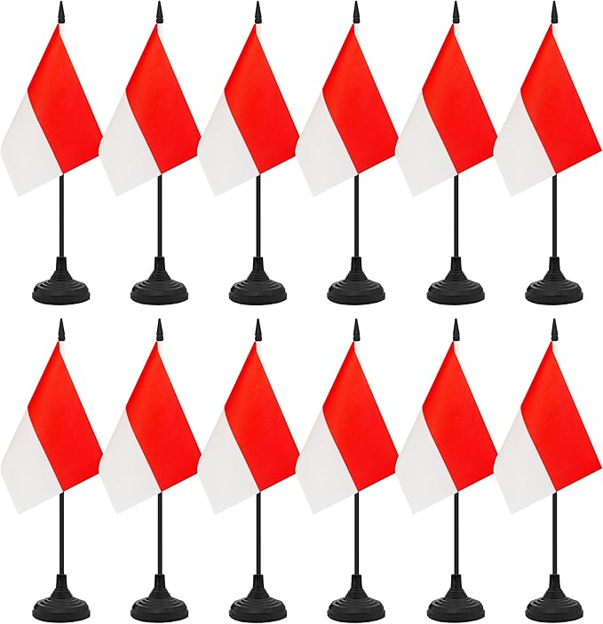 12 Pack Indonesia Desk Flag Set, Indonesian Table Office Flag, Small Miniature by Unknown