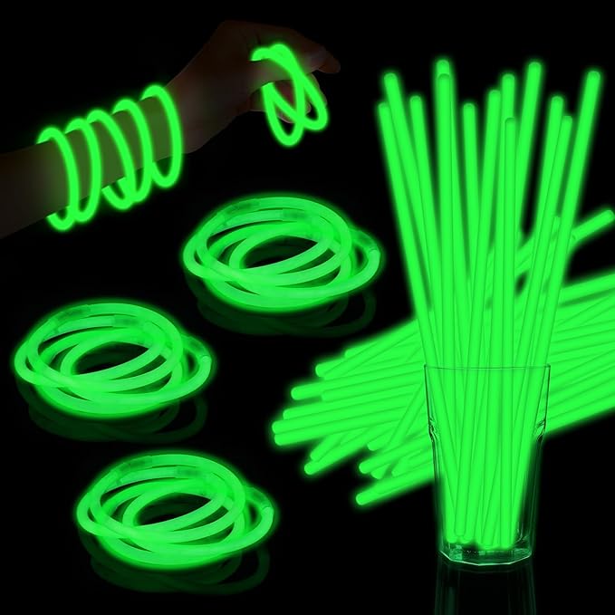 60 Pack 8” Green Glow Sticks Bulk by Taikula