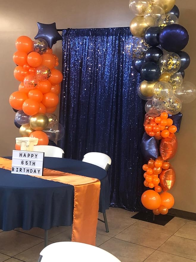 Navy Blue Sequin Backdrop Curtains 1 Panel 10FTx10FT Glitter Navy Blue Photo - Image 9