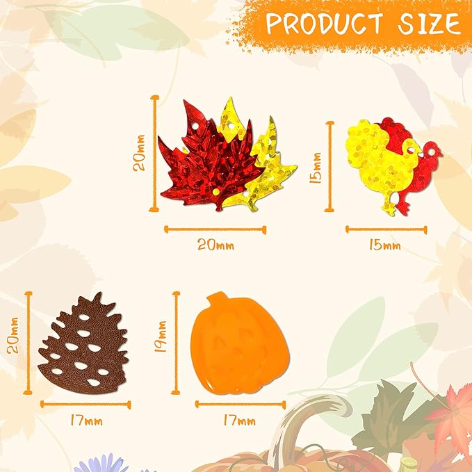 Autumn Fall Confetti Glitter Sequin Thanksgiving Maple Leaves Turkey Pumpkin - Image 2