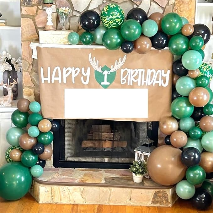 Green and Brown Army Balloons Set, 12 Inch Dark Sage Green Retro Light Coffee - Image 6
