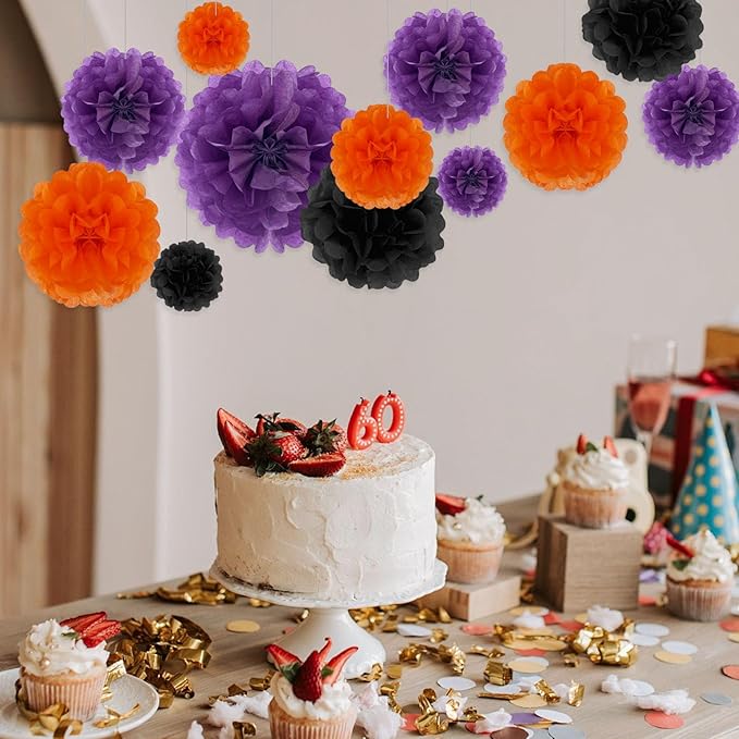 Tissue Paper Pom Poms, Hanging Flower Balls - Image 3