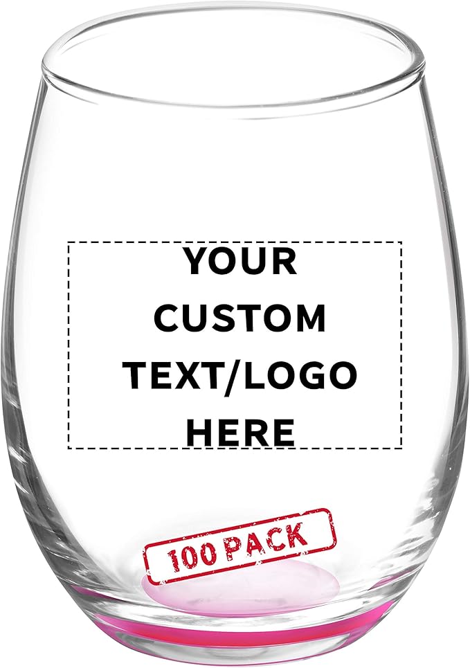 Custom Stemless Wine Glasses by ARC 5.5 oz. Set of 100, Personalized Bulk Pack by DISCOUNTPROMOS