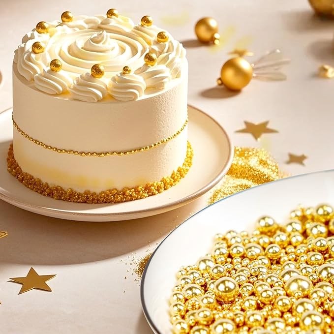 Gold Edible Sugar Pearl Sprinkles - Image 3