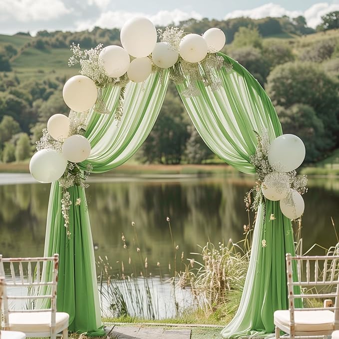 Wokceer Sage Green Wedding Arch Draping Fabric Backdrop 4 Panels 28.7" X 20FT - Image 4