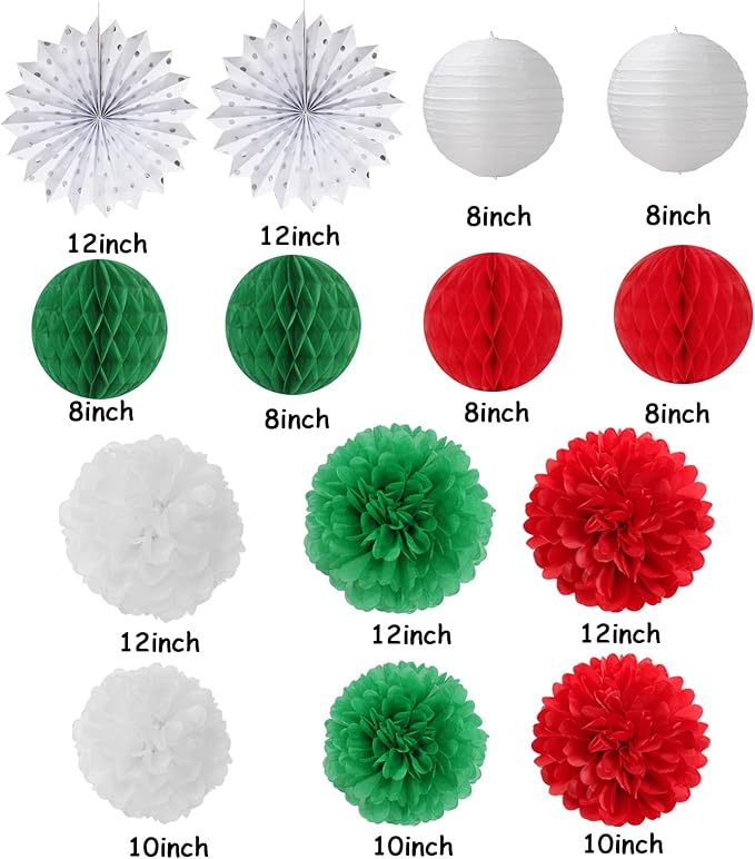 Red-Green White Party Decorations - Image 2