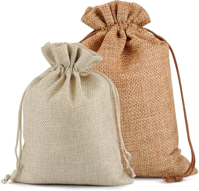 Lucky Monet 25/50/100PCS Burlap Gift Bags Wedding Hessian Jute Bags Linen - Image 3