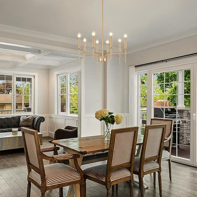 8 Light Gold Chandelier Light Fixture, Modern Farmhouse Chandeliers - Image 2