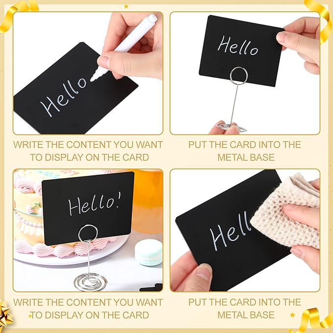 TecUnite 24 Pack Mini Chalkboard Signs, Tabletop Blackboard Signs Name Tags - Image 6