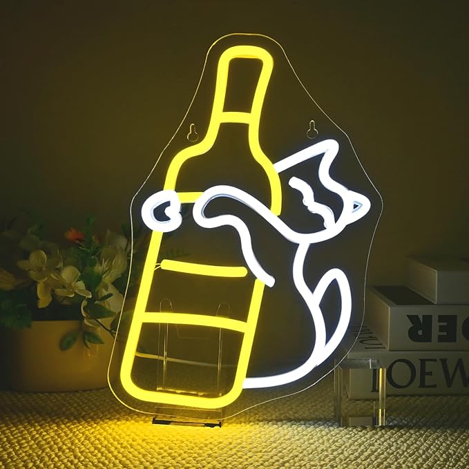 Cat Neon Sign LED Light Up Wall Decor by Wanxing