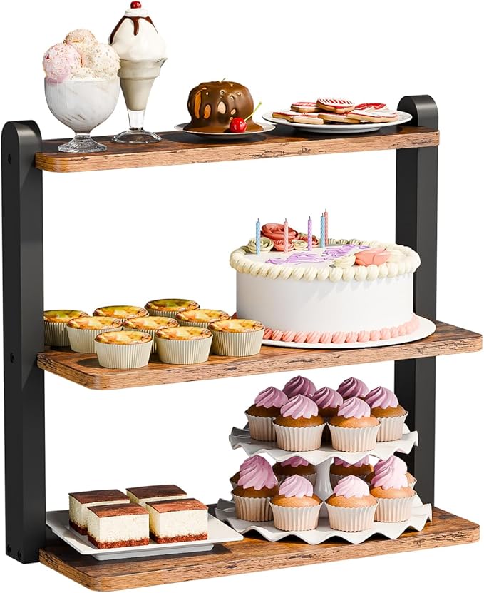 KLM Cupcake Stand, 3 Tier Stepped Wood Display Stand by KLM