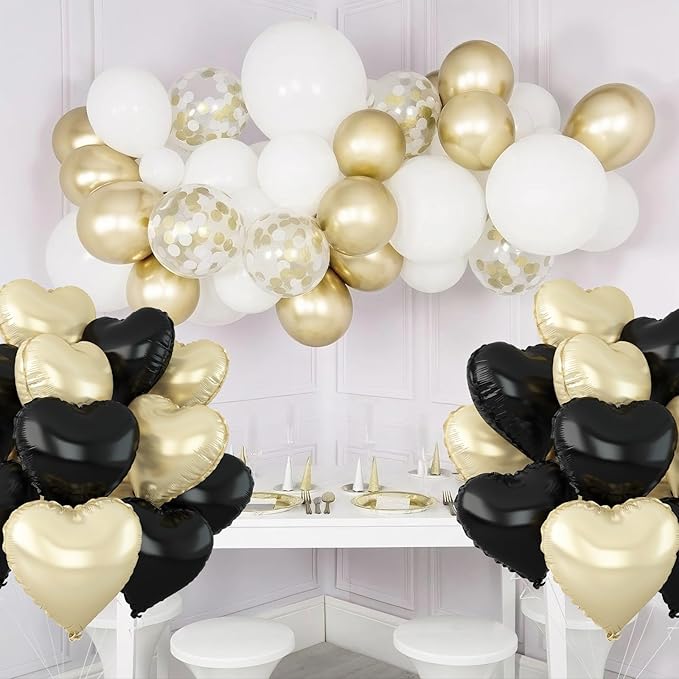Black Gold Heart Balloons - Image 5