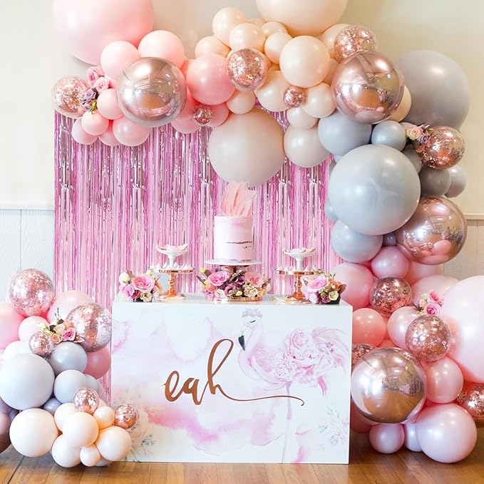 6 Pack Pink Foil Fringe Curtains Streamers Party Decorations 3.3 x 8.2 ft - Image 3