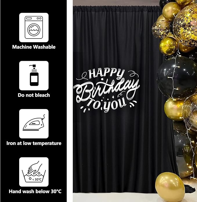 Black Backdrop Curtain for Party, Halloween Backdrop Rod Pocket Photo Drapes - Image 7