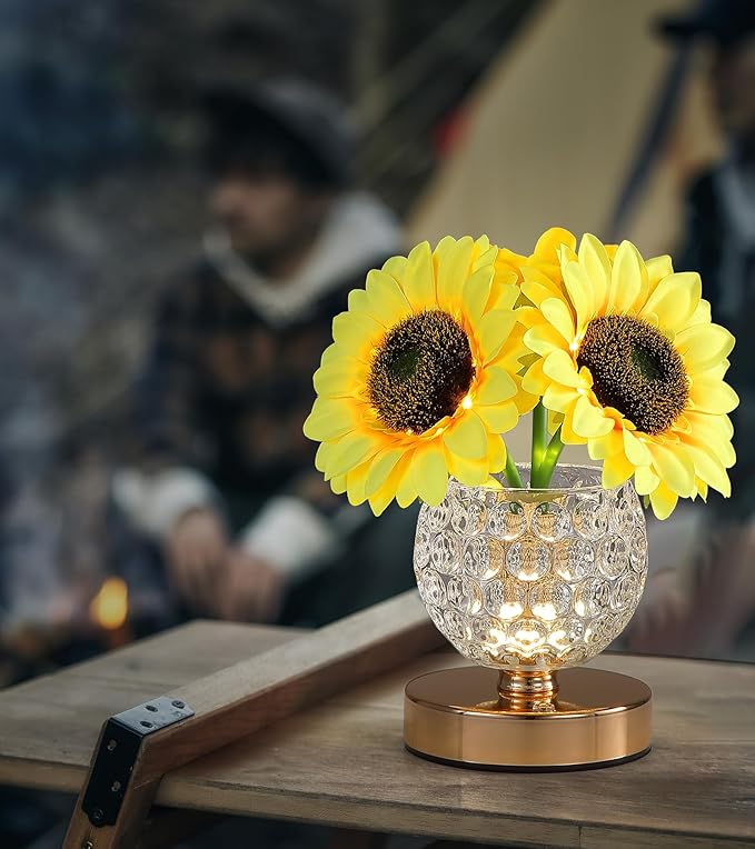 Sunflowers Lamp, Rechargeable Cordless Touch Table Lamp, 3-Colour Infinitely - Image 6