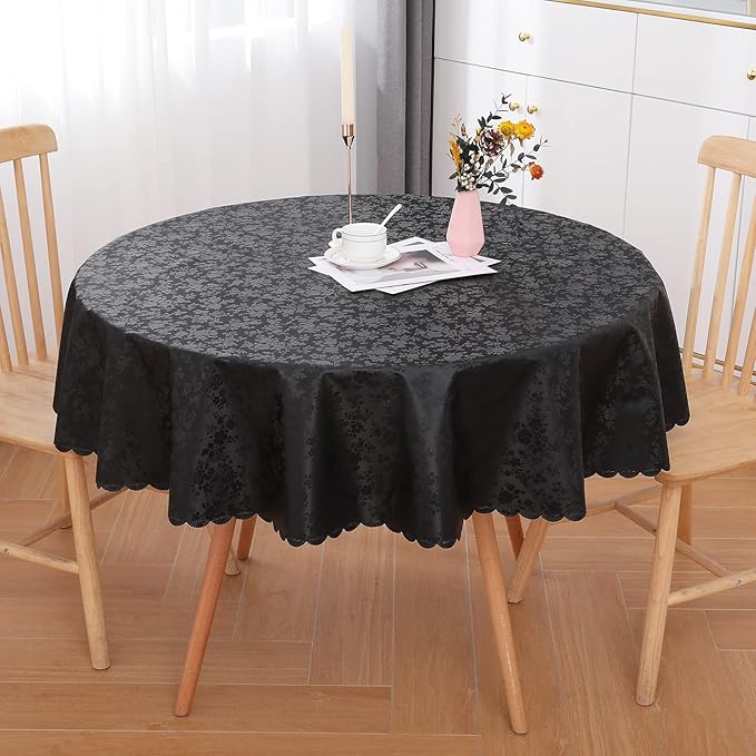 Smiry Round Table Cloth, Waterproof Heavy Duty Vinyl Tablecloths, Wipeable - Image 7