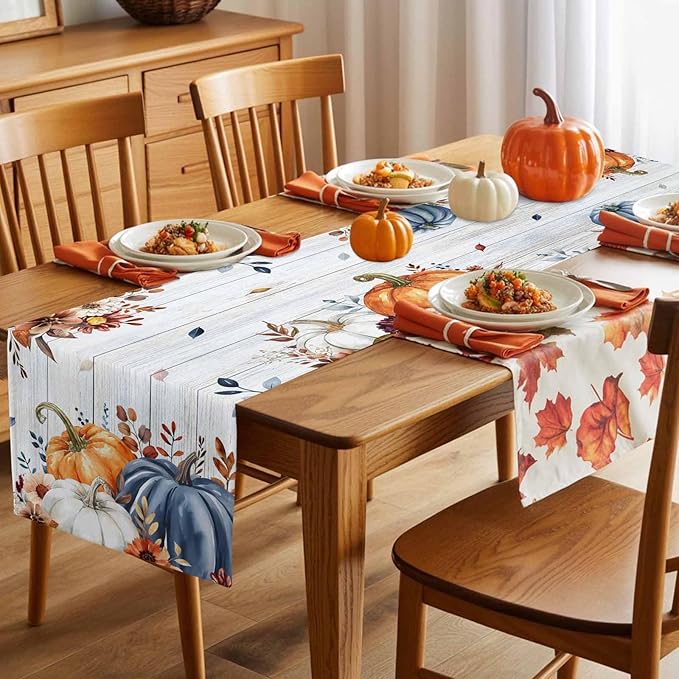 Thanksgiving Fall Cotton Linen Table Runner - Image 7