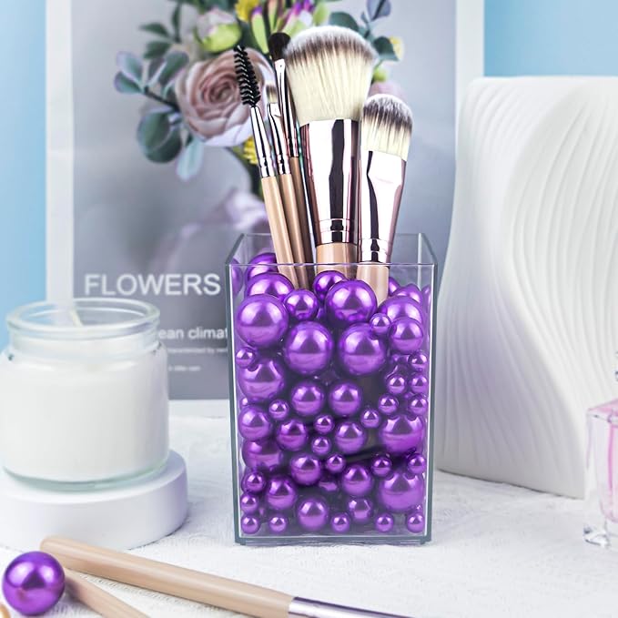 300Pcs Purple Polished No Hole Faux Pearl Beads - Image 5