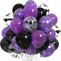 Halloween Balloons, Metallic Purple and Halloween Bat Printed Clear Balloon by Dagelar