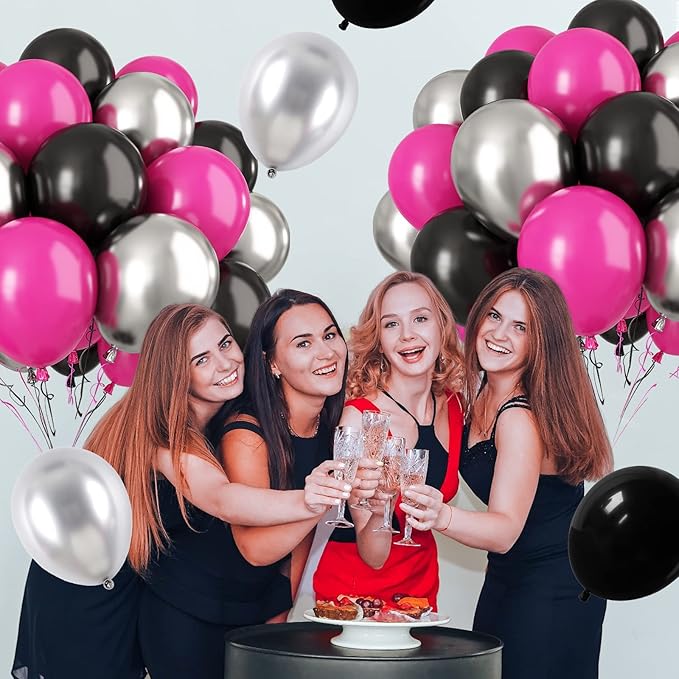 Paready Hot Pink and Black Balloons - Image 6