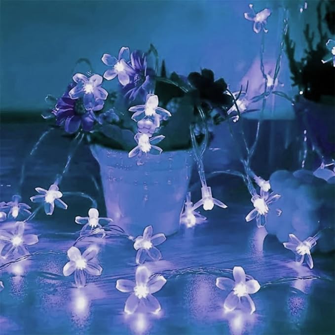 Fairy Cool White Flower String Lights, 33ft 100 LED Plug in 8 Lighting Mode - Image 8
