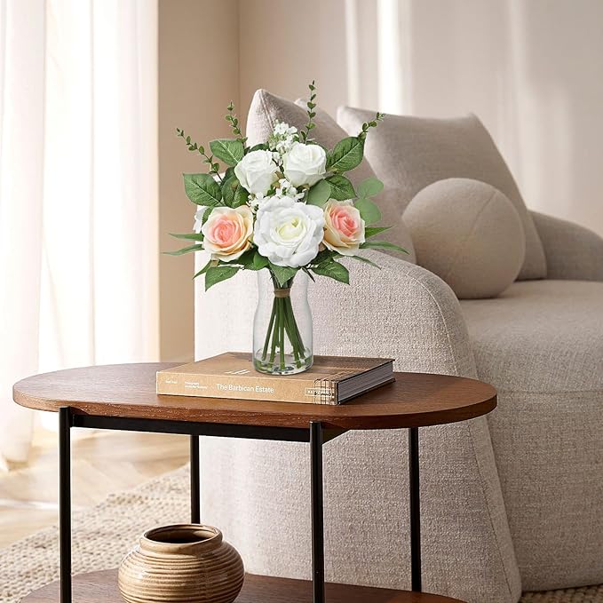 Hollyone Faux Flowers in Vase Artificial Silk Rose Flowers - Image 5