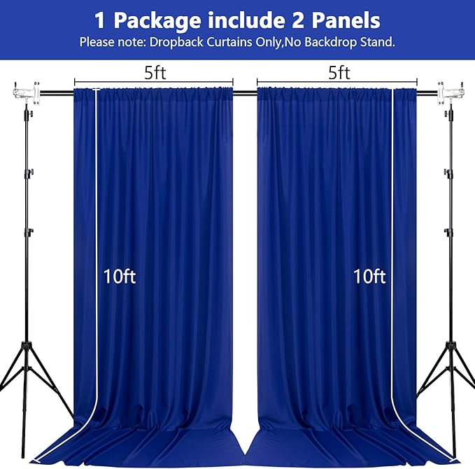 MEETSKY 10 feet x 10 feet Royal Blue Backdrop Curtains - Image 2