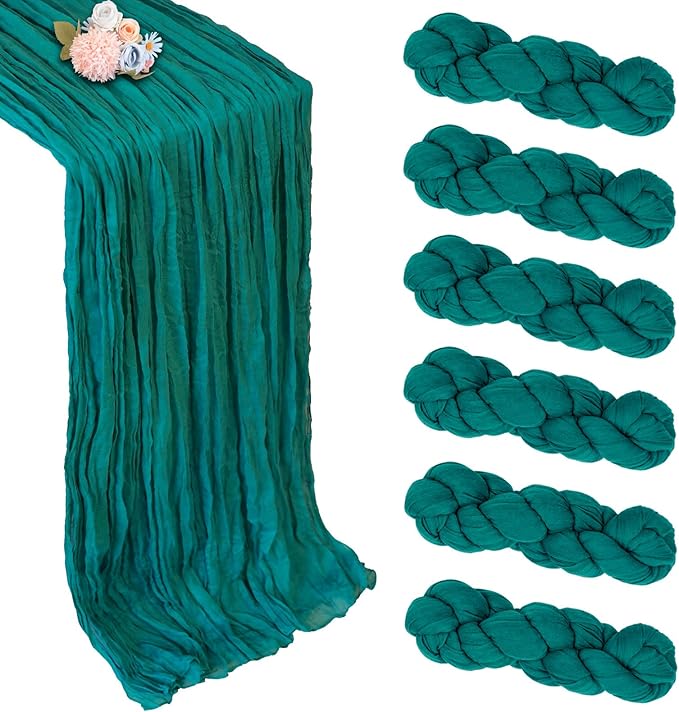 6 Pack Turquoise Cheesecloth Table Runner 10ft Boho Gauze Fabric Cheese Cloth by Pepmily