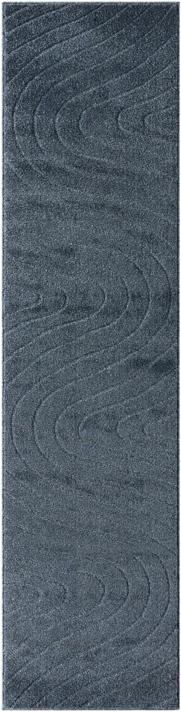 LUXE WEAVERS Modern Geometric Wave Blue 2x8 Area Rug - Image 2