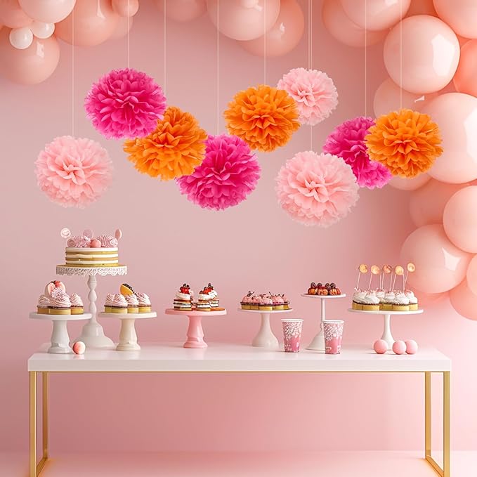 WEVEN Tissue Pom Poms Tissue Paper Flowers Tissue Fluff Balls Party Decorations - Image 3
