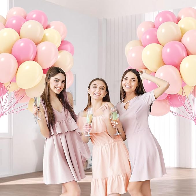 60pcs Pink and Yellow Balloons 12inch, - Image 5