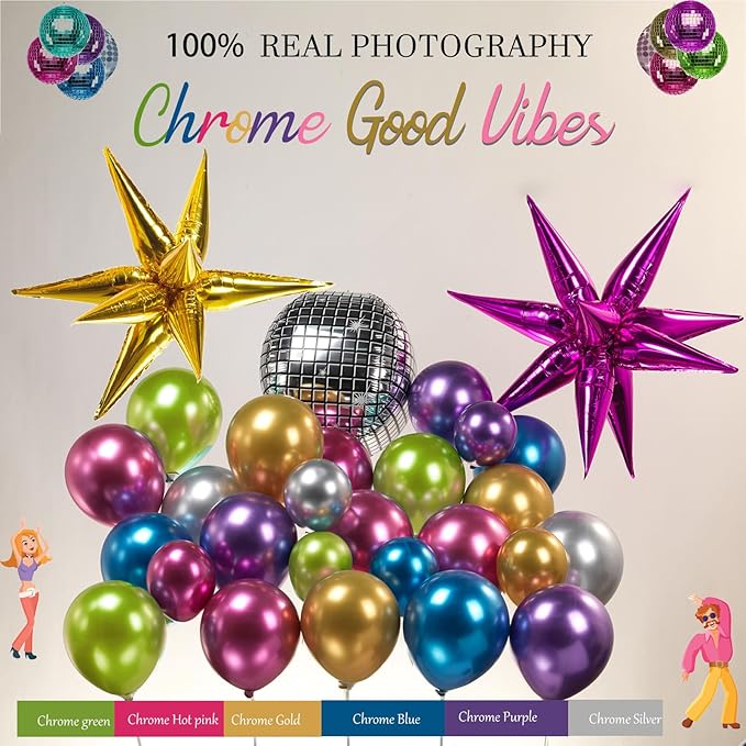 Metallic Balloon garland kit 150PCS Hot Pink Purple Green Blue Silver Gold - Image 3