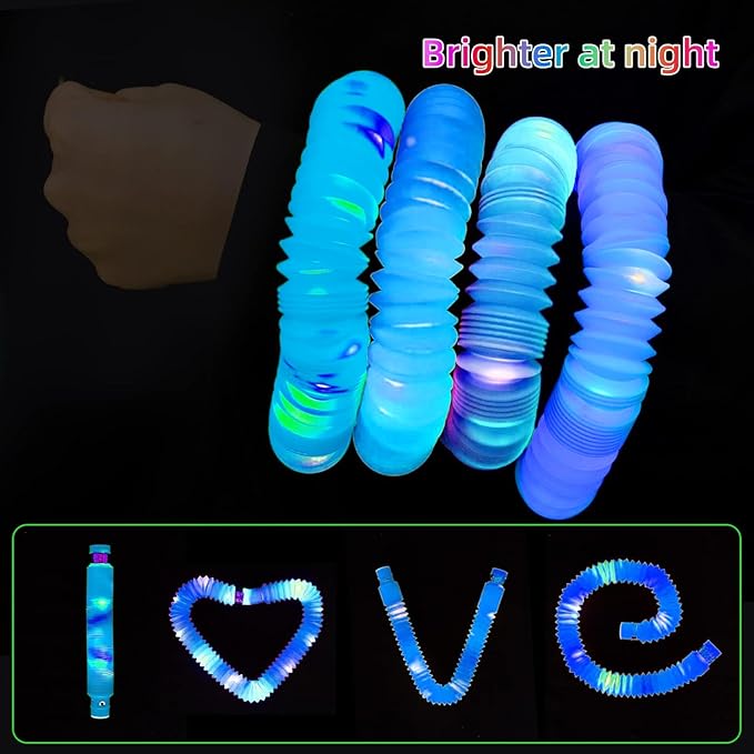 Blue 6 Pack Light Up Party Favors Supplies, Bulk Glow Sticks Bracelet, Necklace - Image 2