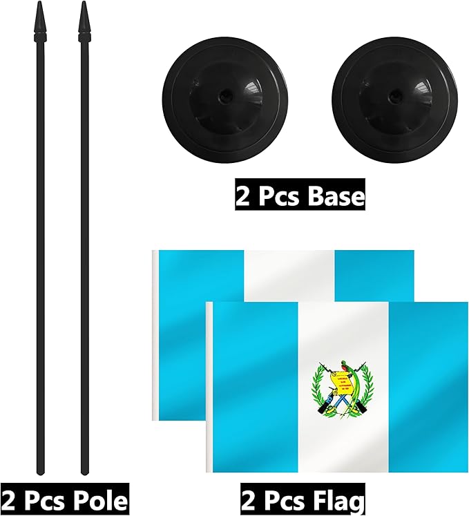 2 Pack Guatemala Desk Flag Set, Guatemalan Desktop Small Miniature Table Office - Image 6